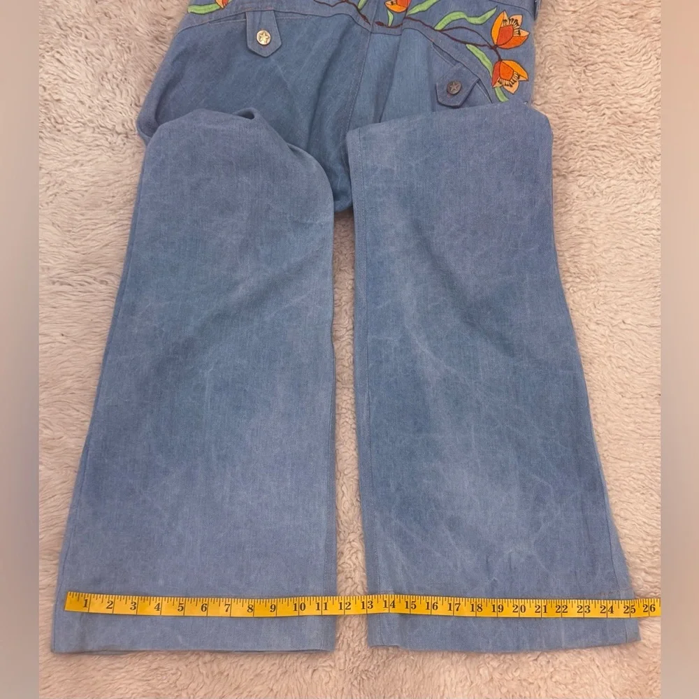 Chasing Unicorns Denim Overalls with Floral Embroidery - Picture 6 of 10